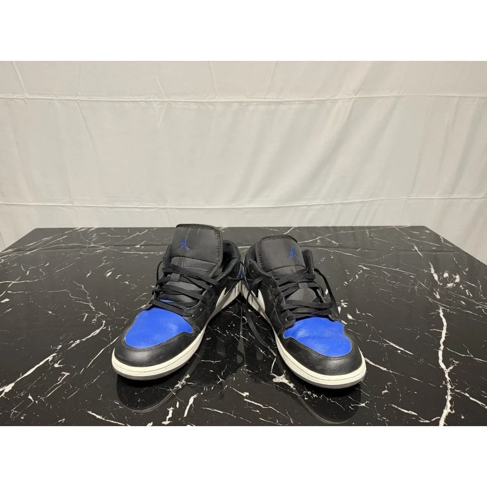 Nike Air Jordan Retro 1 Low Black, White, Royal Blue Toe Size 13 Mens Basketball